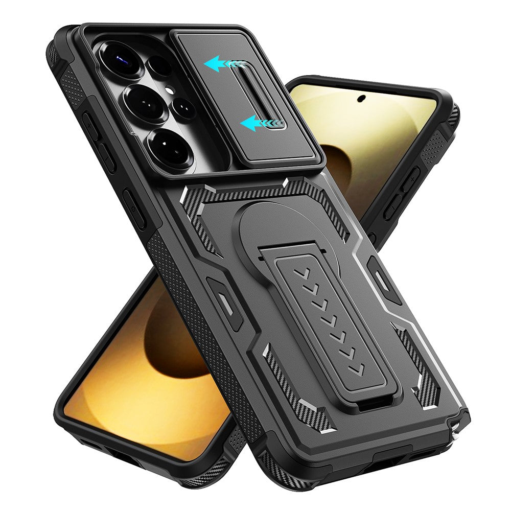 For Samsung Galaxy S26 Ultra Case Slide Lens Shield PC + TPU Kickstand Phone Cover