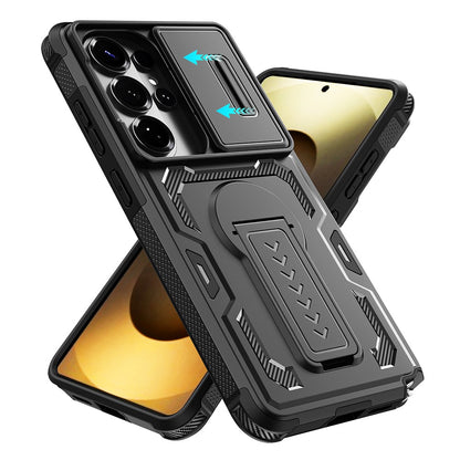 For Samsung Galaxy S26 Ultra Case Slide Lens Shield PC + TPU Kickstand Phone Cover
