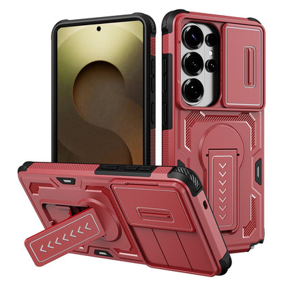 For Samsung Galaxy S26 Ultra Case Slide Lens Shield PC + TPU Kickstand Phone Cover
