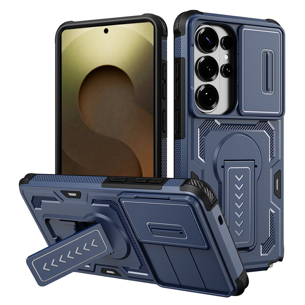 For Samsung Galaxy S26 Ultra Case Slide Lens Shield PC + TPU Kickstand Phone Cover