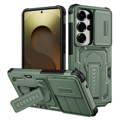 For Samsung Galaxy S26 Ultra Case Slide Lens Shield PC + TPU Kickstand Phone Cover
