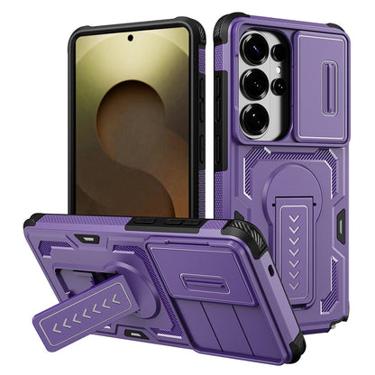For Samsung Galaxy S26 Ultra Case Slide Lens Shield PC + TPU Kickstand Phone Cover