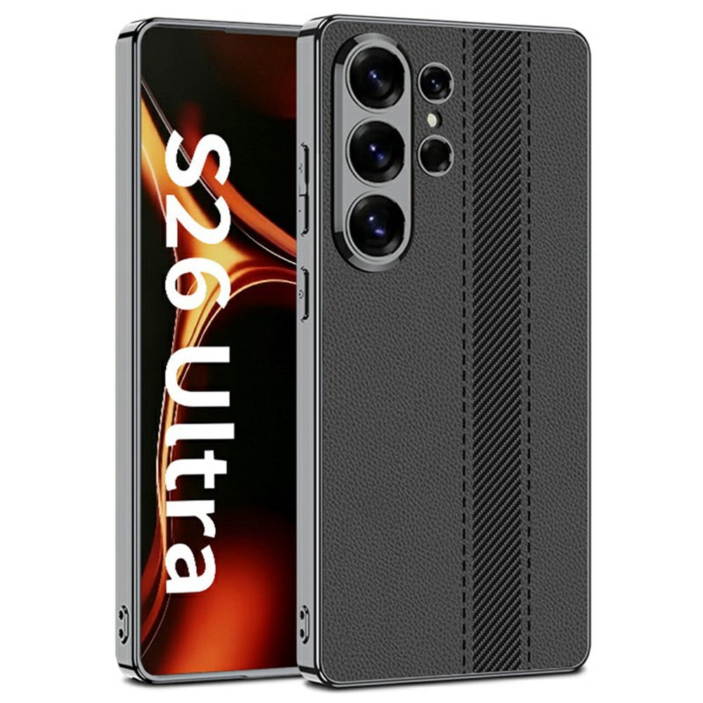 GKK For Samsung Galaxy S26 Ultra Case Electroplating Contrast Color Leather Back Phone Cover Support Wireless Charging