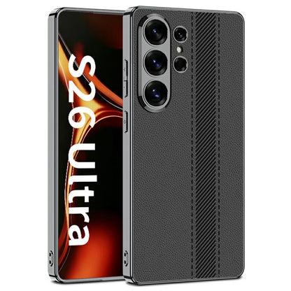 GKK For Samsung Galaxy S26 Ultra Case Electroplating Contrast Color Leather Back Phone Cover Support Wireless Charging