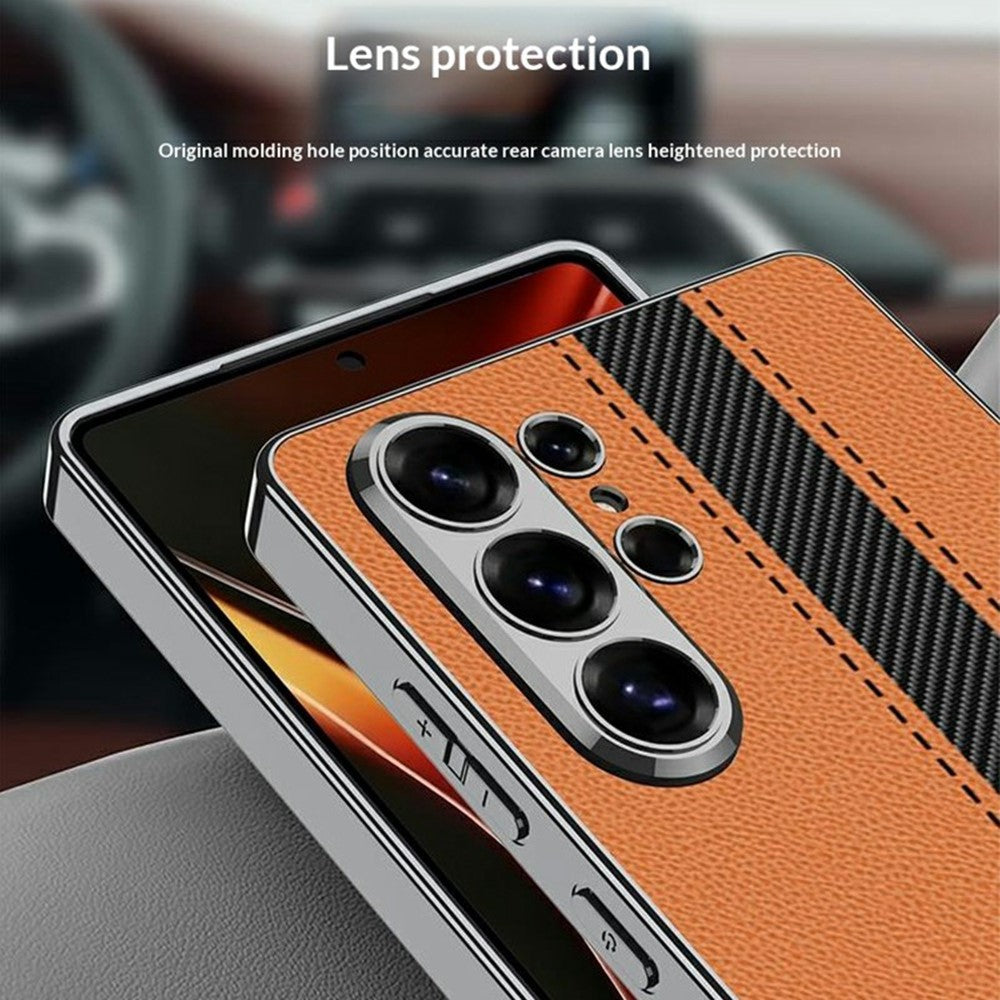 GKK For Samsung Galaxy S26 Ultra Case Electroplating Contrast Color Leather Back Phone Cover Support Wireless Charging