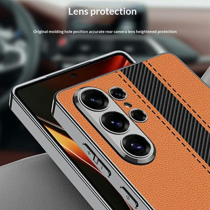 GKK For Samsung Galaxy S26 Ultra Case Electroplating Contrast Color Leather Back Phone Cover Support Wireless Charging