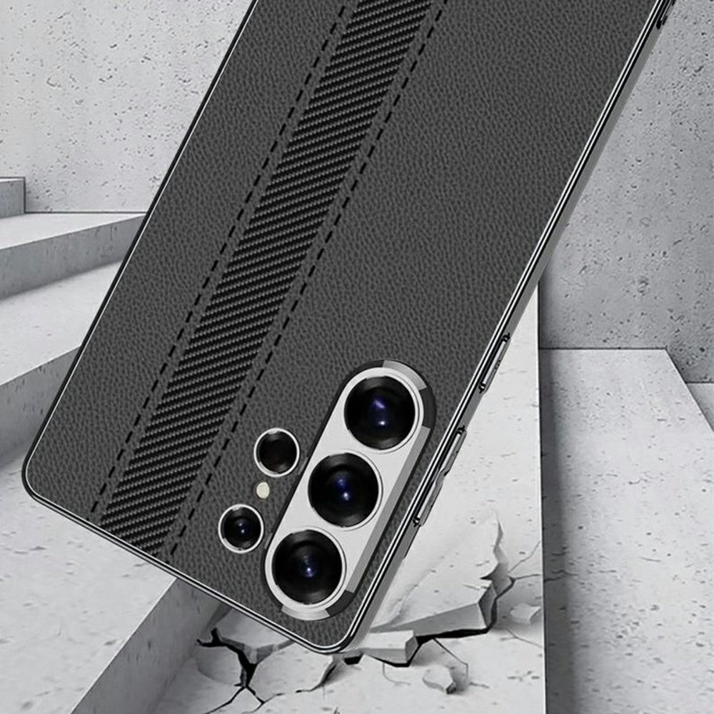GKK For Samsung Galaxy S26 Ultra Case Electroplating Contrast Color Leather Back Phone Cover Support Wireless Charging
