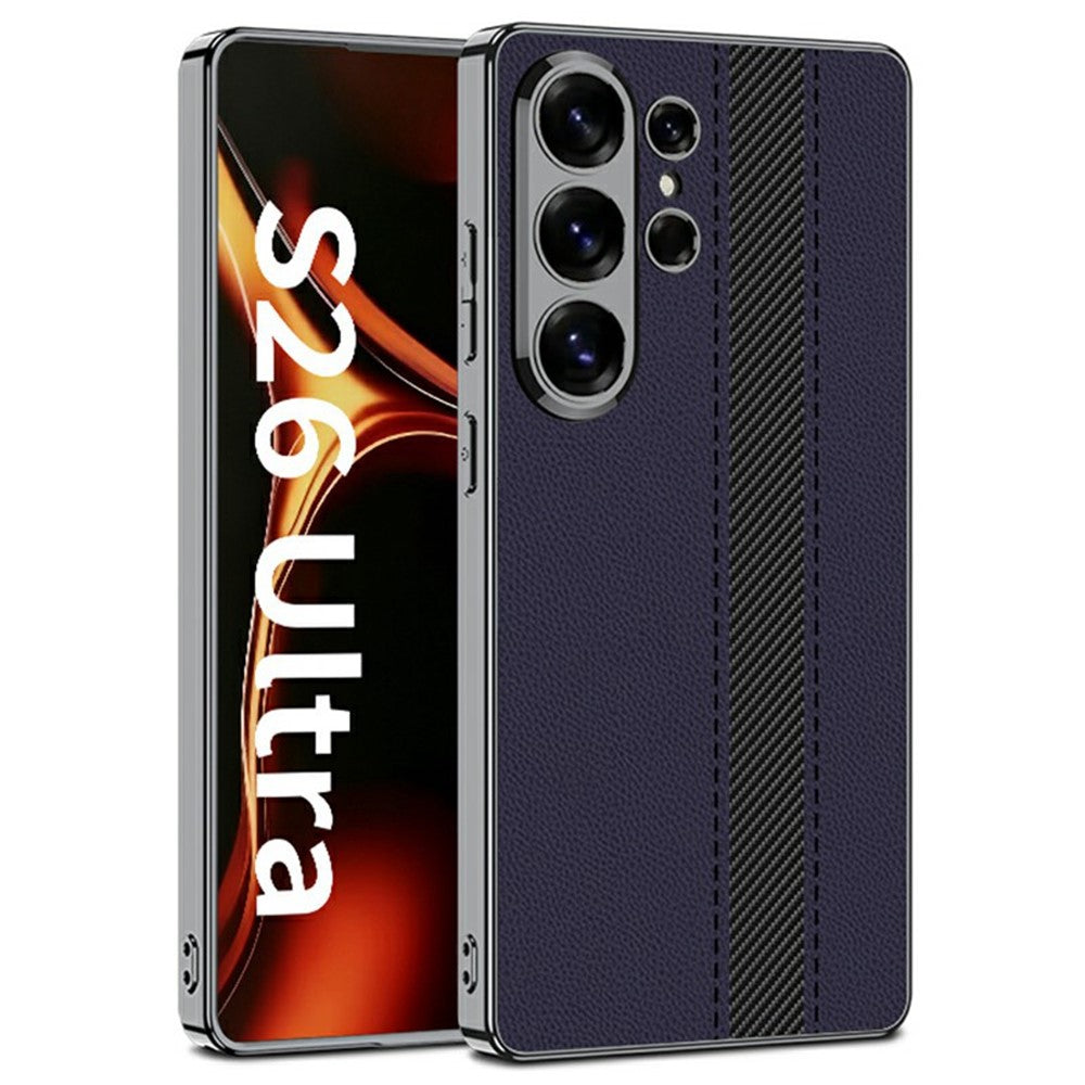 GKK For Samsung Galaxy S26 Ultra Case Electroplating Contrast Color Leather Back Phone Cover Support Wireless Charging