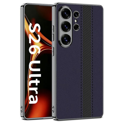 GKK For Samsung Galaxy S26 Ultra Case Electroplating Contrast Color Leather Back Phone Cover Support Wireless Charging