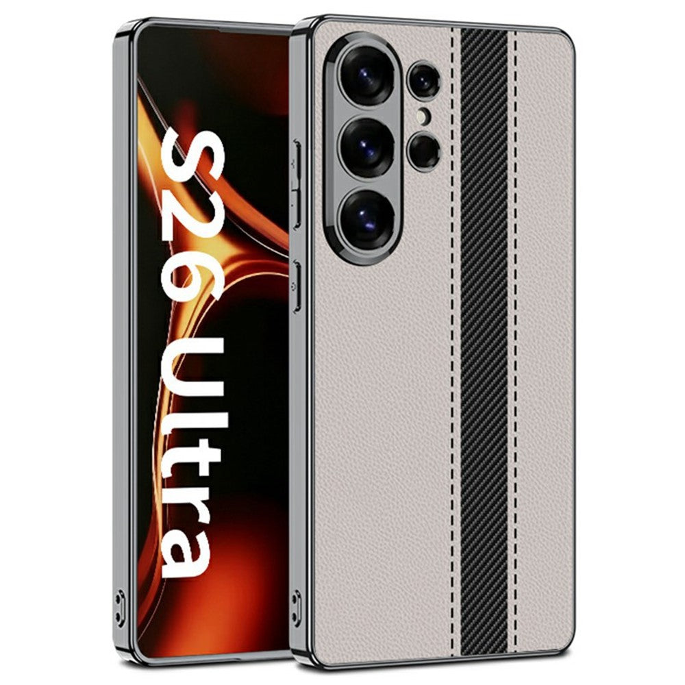 GKK For Samsung Galaxy S26 Ultra Case Electroplating Contrast Color Leather Back Phone Cover Support Wireless Charging