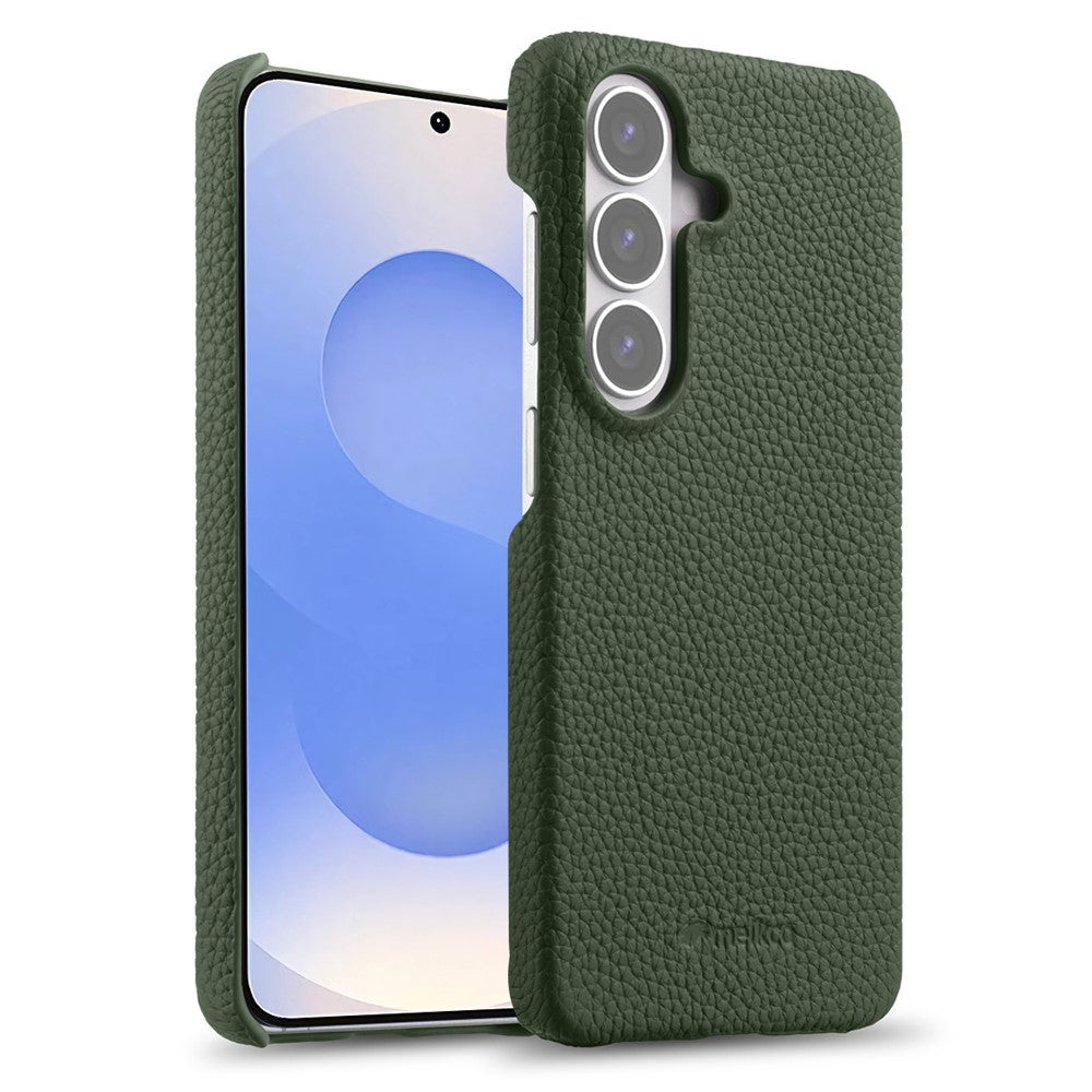 MELKCO For Samsung Galaxy S26+ Case Genuine Cow Leather PC Phone Cover Magnetic Case