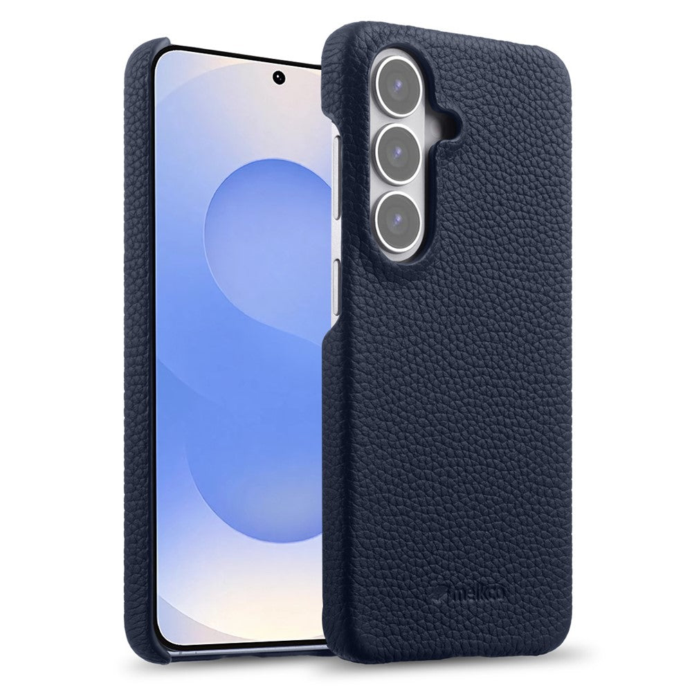 MELKCO For Samsung Galaxy S26+ Case Genuine Cow Leather PC Phone Cover Magnetic Case