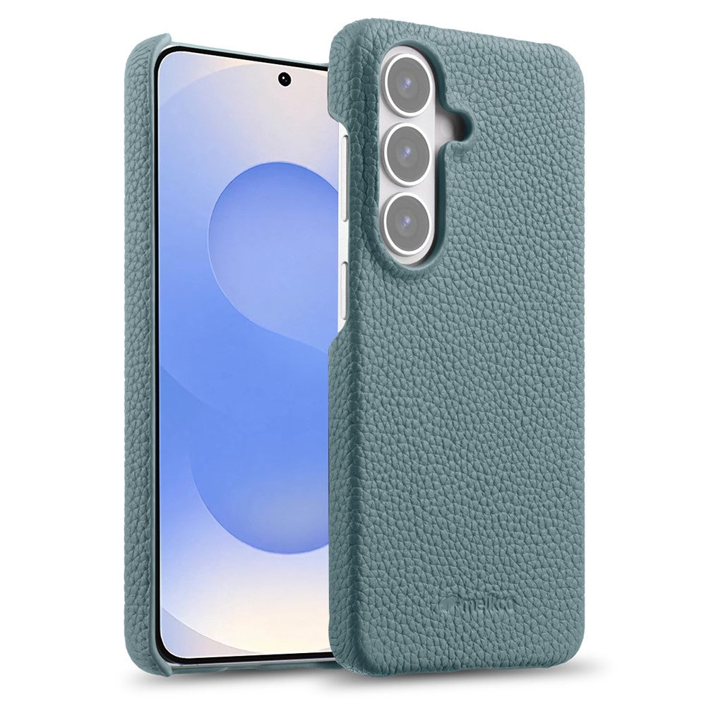 MELKCO For Samsung Galaxy S26+ Case Genuine Cow Leather PC Phone Cover Magnetic Case