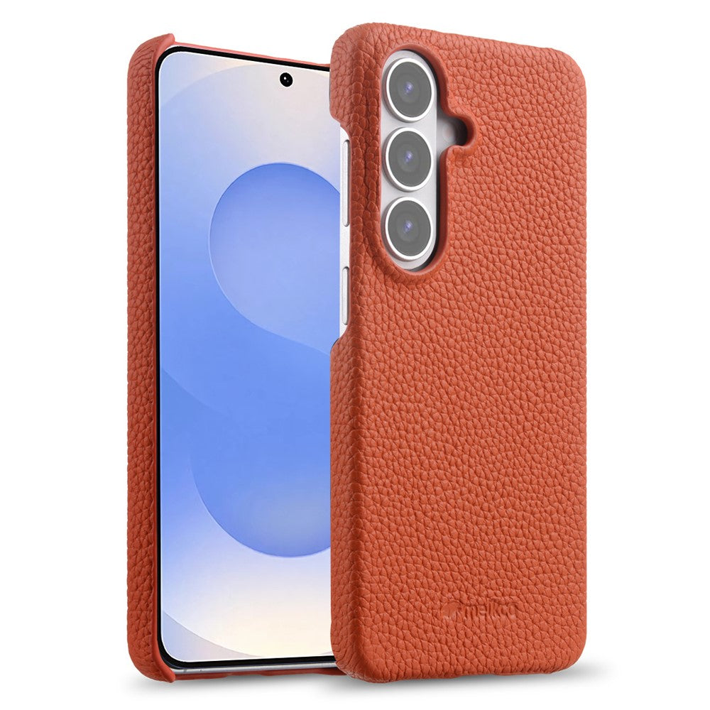 MELKCO For Samsung Galaxy S26+ Case Genuine Cow Leather PC Phone Cover Magnetic Case