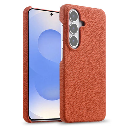 MELKCO For Samsung Galaxy S26+ Case Genuine Cow Leather PC Phone Cover Magnetic Case