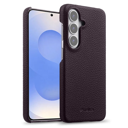 MELKCO For Samsung Galaxy S26+ Case Genuine Cow Leather PC Phone Cover Magnetic Case