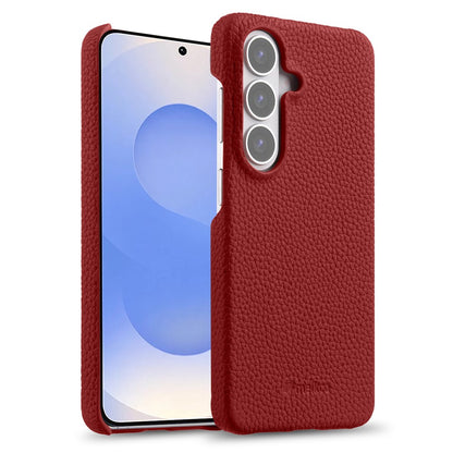 MELKCO For Samsung Galaxy S26+ Case Genuine Cow Leather PC Phone Cover Magnetic Case