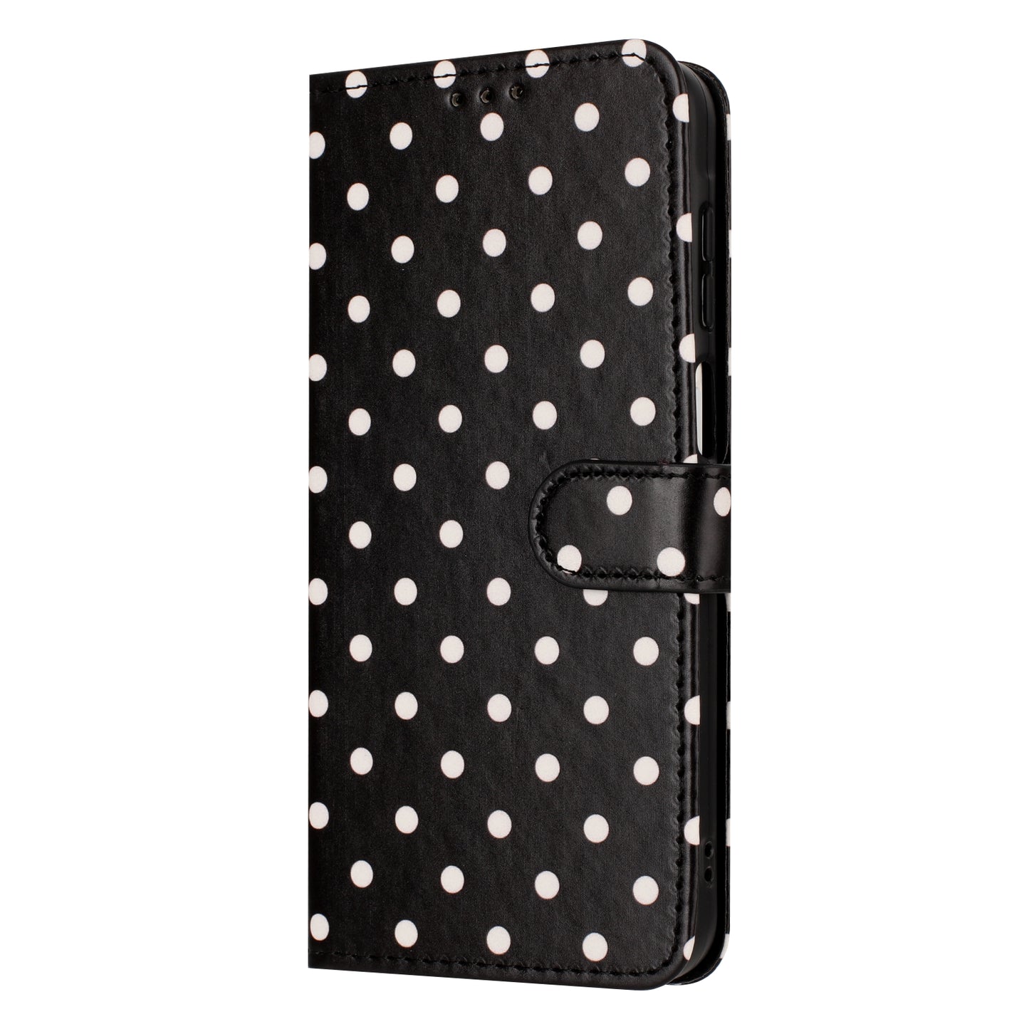 For iPhone 14 Plus Leather Case Polka Dot Pattern Wallet Stand Folio Phone Cover