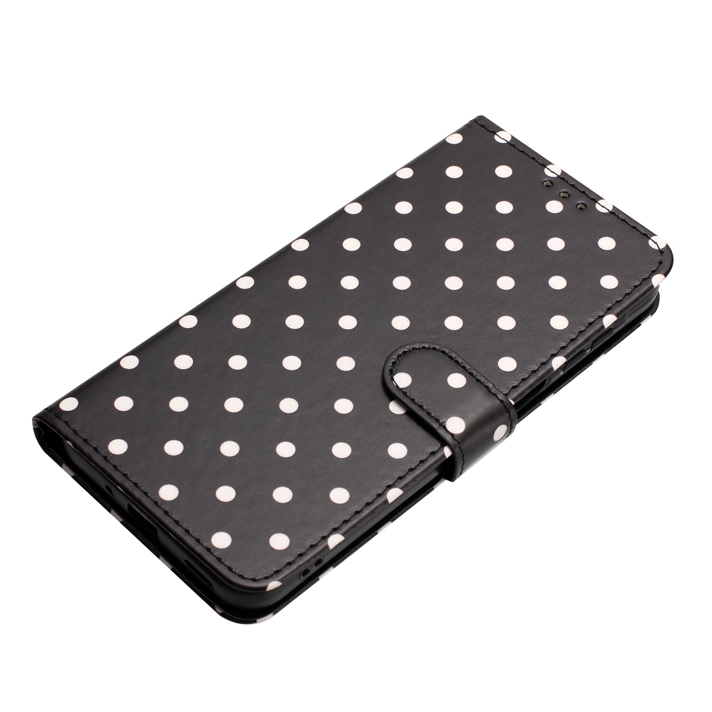 For iPhone 14 Plus Leather Case Polka Dot Pattern Wallet Stand Folio Phone Cover
