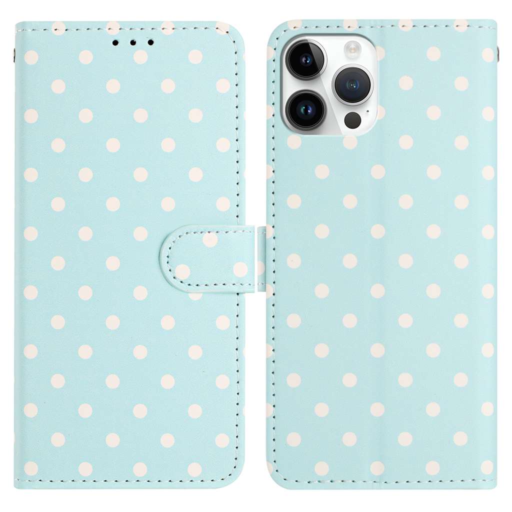 For iPhone 14 Plus Leather Case Polka Dot Pattern Wallet Stand Folio Phone Cover
