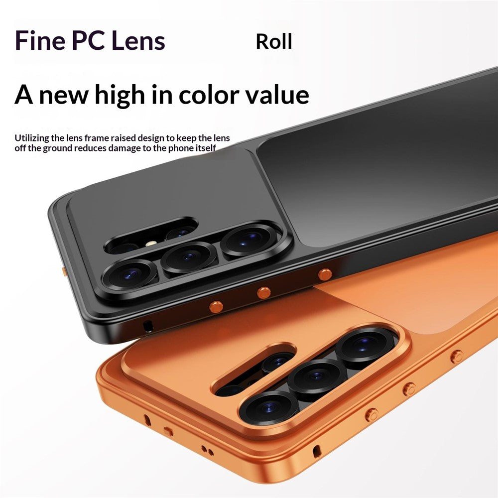 For Samsung Galaxy S26 Ultra Magnetic Case Metal Frame PC Back Phone Cover with Pop-Up Buckle