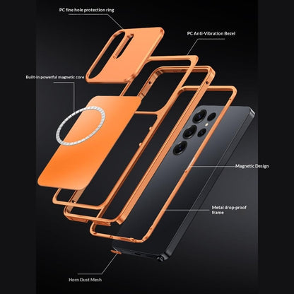 For Samsung Galaxy S26 Ultra Magnetic Case Metal Frame PC Back Phone Cover with Pop-Up Buckle