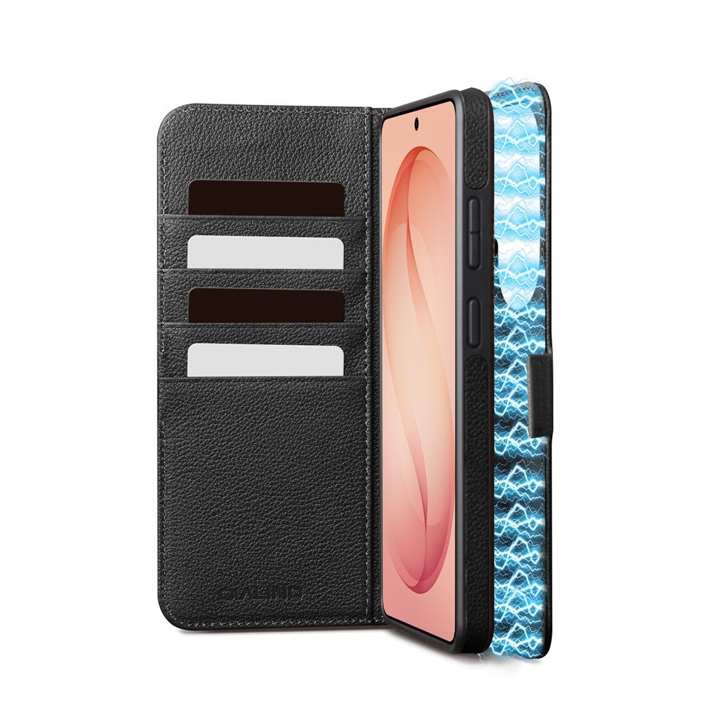 QIALINO For Samsung Galaxy S26 Ultra Magnetic Wallet Case Genuine Leather Detachable Flip Phone Cover