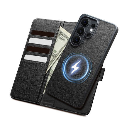 QIALINO For Samsung Galaxy S26 Ultra Magnetic Wallet Case Genuine Leather Detachable Flip Phone Cover