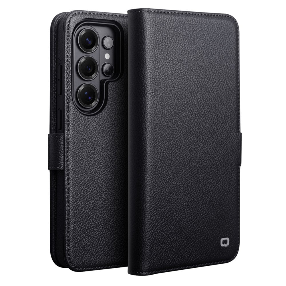 QIALINO For Samsung Galaxy S26 Ultra Magnetic Wallet Case Genuine Leather Detachable Flip Phone Cover