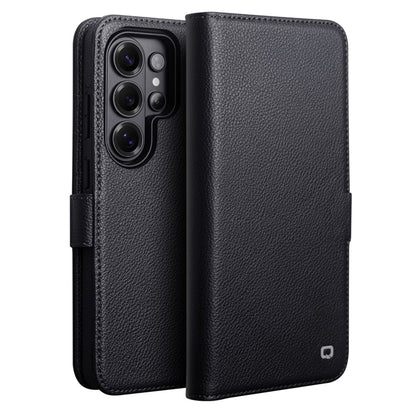 QIALINO For Samsung Galaxy S26 Ultra Magnetic Wallet Case Genuine Leather Detachable Flip Phone Cover