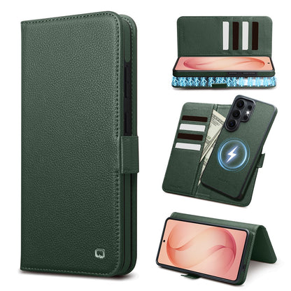 QIALINO For Samsung Galaxy S26 Ultra Magnetic Wallet Case Genuine Leather Detachable Flip Phone Cover