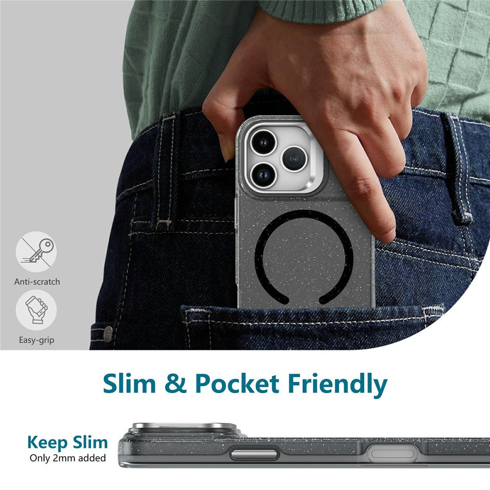 For Samsung Galaxy S26 Ultra Magnetic Case Shockproof TPU PC Glitter Phone Cover with Lens Frame Kickstand