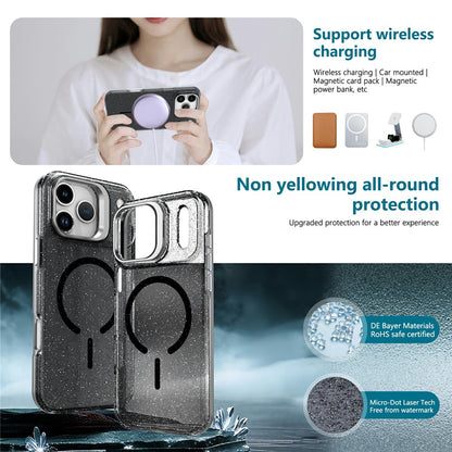 For Samsung Galaxy S26 Ultra Magnetic Case Shockproof TPU PC Glitter Phone Cover with Lens Frame Kickstand