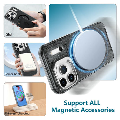 For Samsung Galaxy S26 Ultra Magnetic Case Shockproof TPU PC Glitter Phone Cover with Lens Frame Kickstand