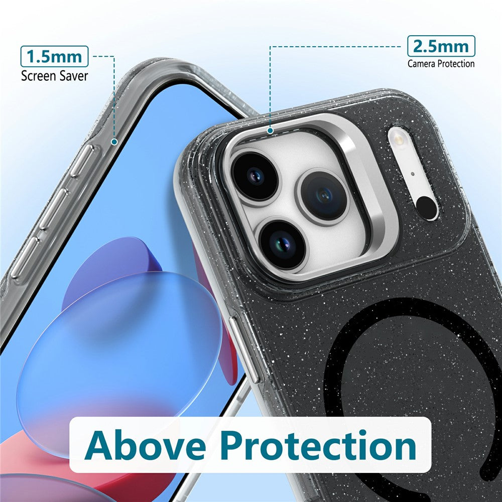 For Samsung Galaxy S26 Ultra Magnetic Case Shockproof TPU PC Glitter Phone Cover with Lens Frame Kickstand