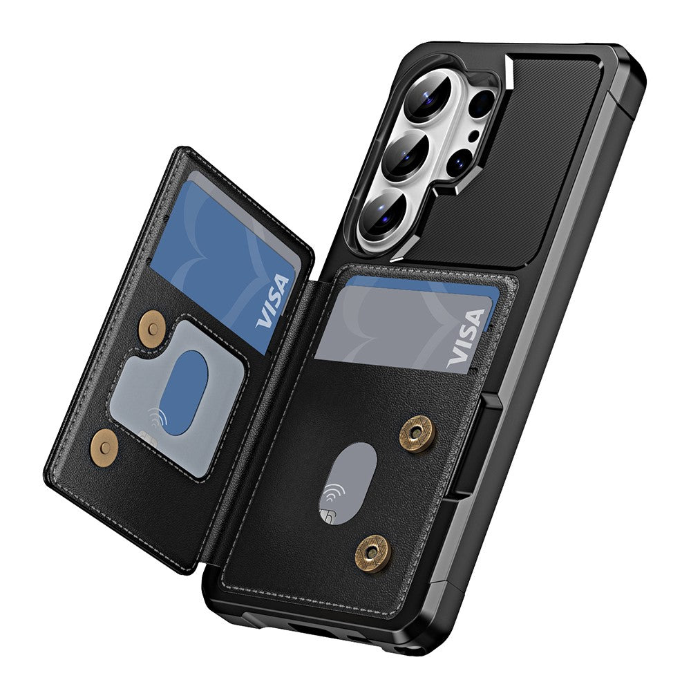 For Samsung Galaxy S26 Ultra Case Card Slot Kickstand Leather + TPU Reinforced Corner Phone Cover