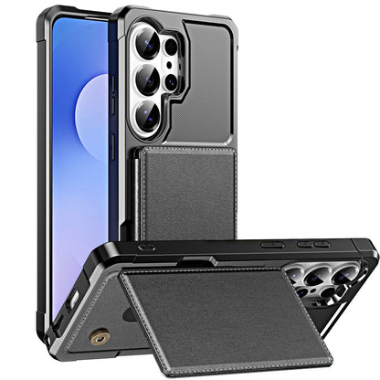 For Samsung Galaxy S26 Ultra Case Card Slot Kickstand Leather + TPU Reinforced Corner Phone Cover