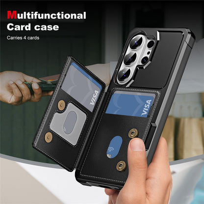 For Samsung Galaxy S26 Ultra Case Card Slot Kickstand Leather + TPU Reinforced Corner Phone Cover
