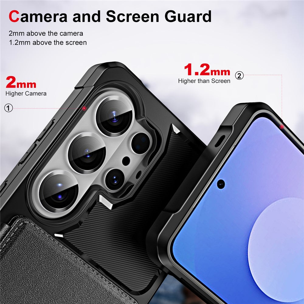 For Samsung Galaxy S26 Ultra Case Card Slot Kickstand Leather + TPU Reinforced Corner Phone Cover