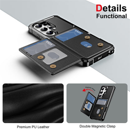 For Samsung Galaxy S26 Ultra Case Card Slot Kickstand Leather + TPU Reinforced Corner Phone Cover