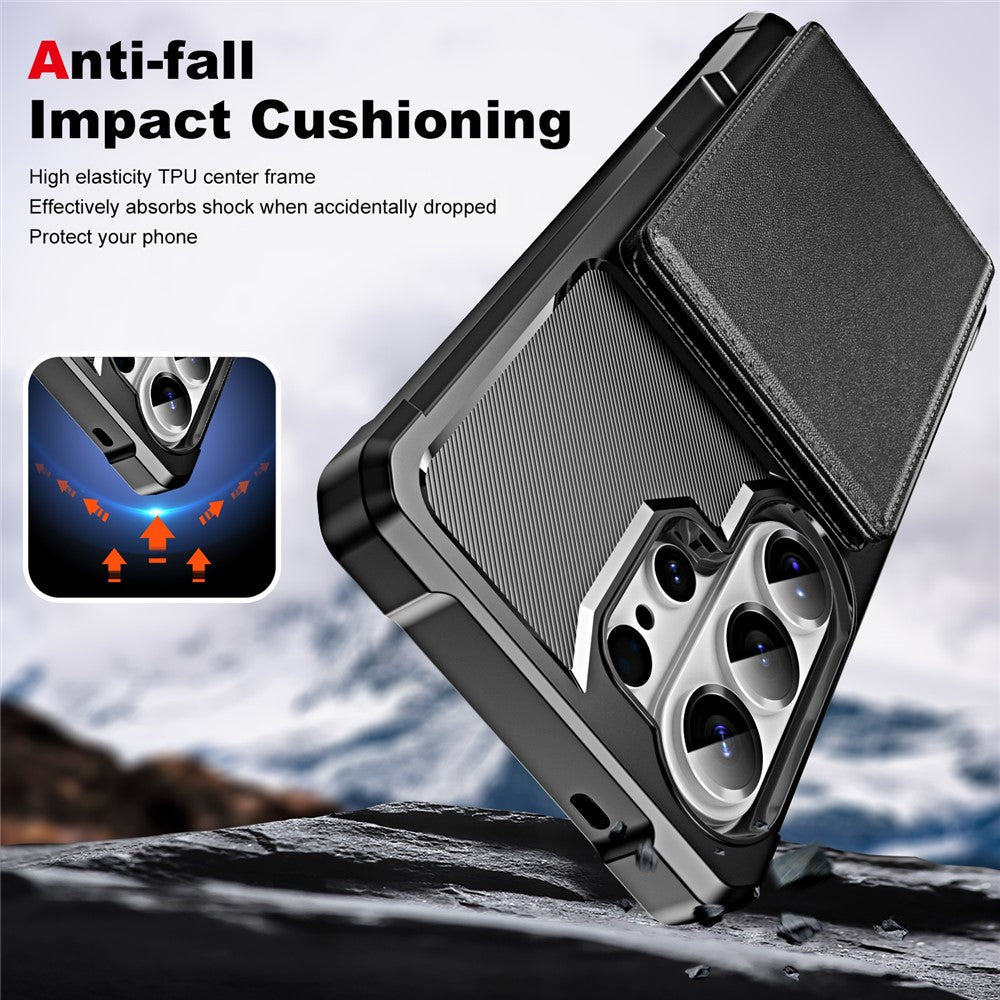 For Samsung Galaxy S26 Ultra Case Card Slot Kickstand Leather + TPU Reinforced Corner Phone Cover