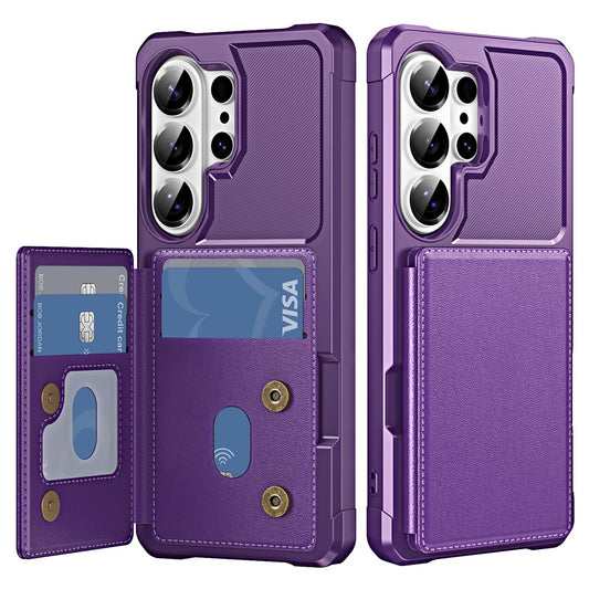 For Samsung Galaxy S26 Ultra Case Card Slot Kickstand Leather + TPU Reinforced Corner Phone Cover