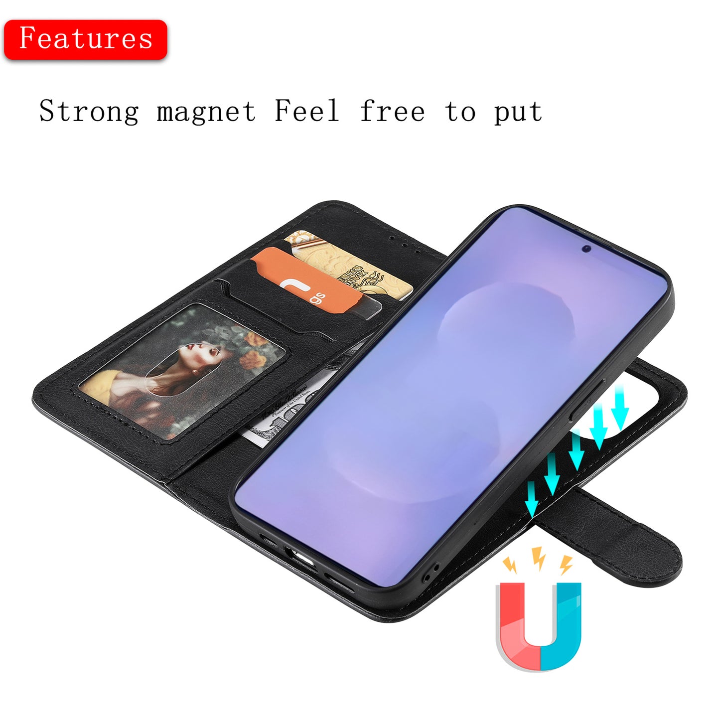 For Samsung Galaxy S26+ Case 2 in 1 Detachable Magnetic Leather Wallet Mobile Cover with Strap