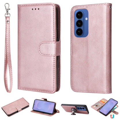 For Samsung Galaxy S26+ Case 2 in 1 Detachable Magnetic Leather Wallet Mobile Cover with Strap