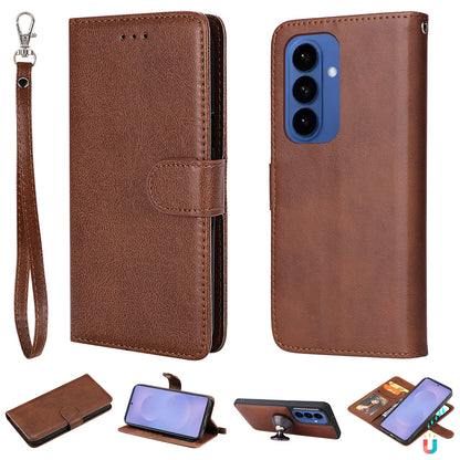 For Samsung Galaxy S26+ Case 2 in 1 Detachable Magnetic Leather Wallet Mobile Cover with Strap