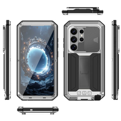 R-JUST For Samsung Galaxy S26 Ultra Case PC + Silicone + Metal Back Cover with Tempered Glass Film