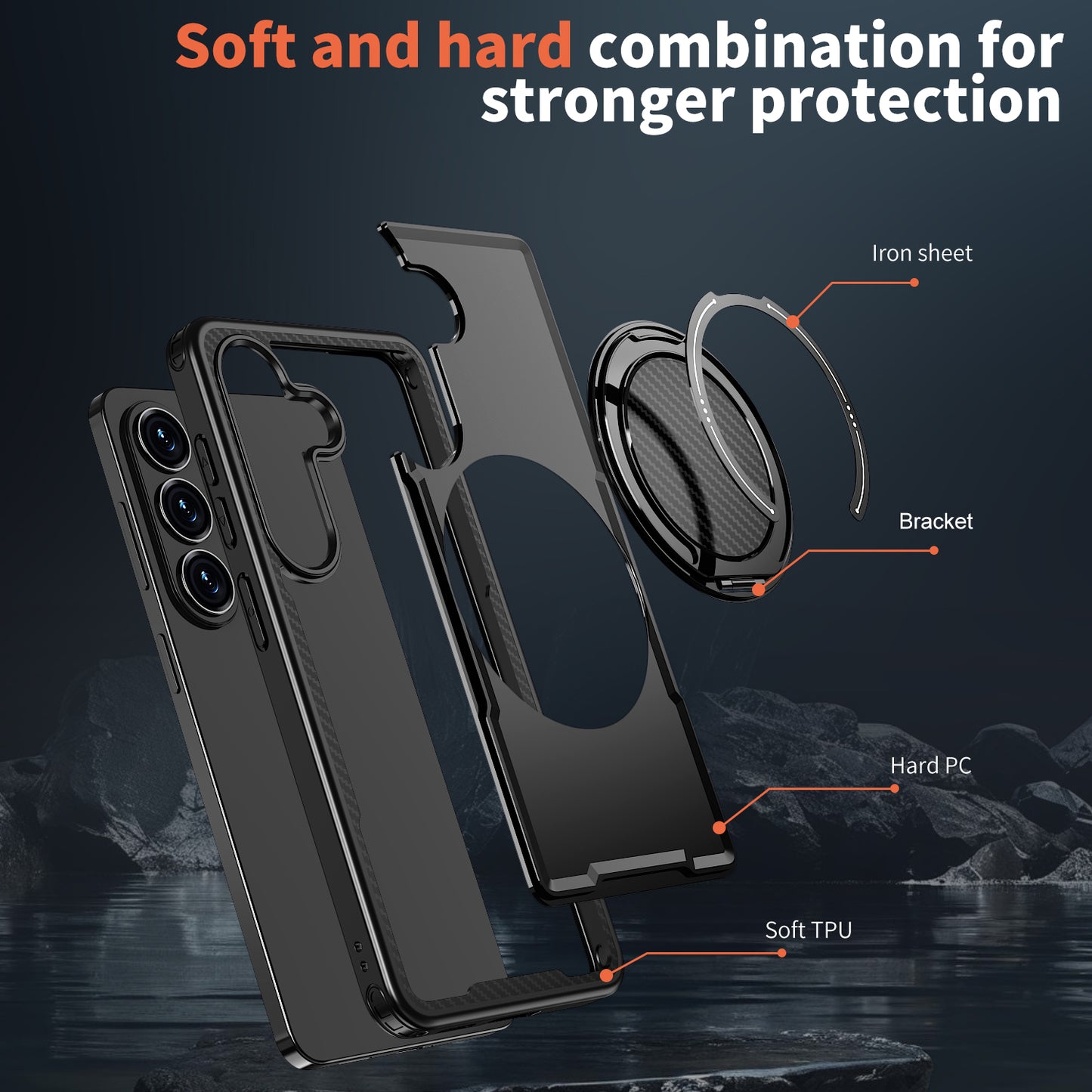 For Samsung Galaxy S26+ Magnetic Case TPU + PC Kickstand Phone Cover