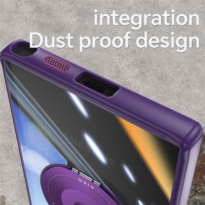 For Samsung Galaxy S26 Ultra Magnetic Case PC + TPU Phone Cover with Rotating Metal Kickstand, Lens Protector