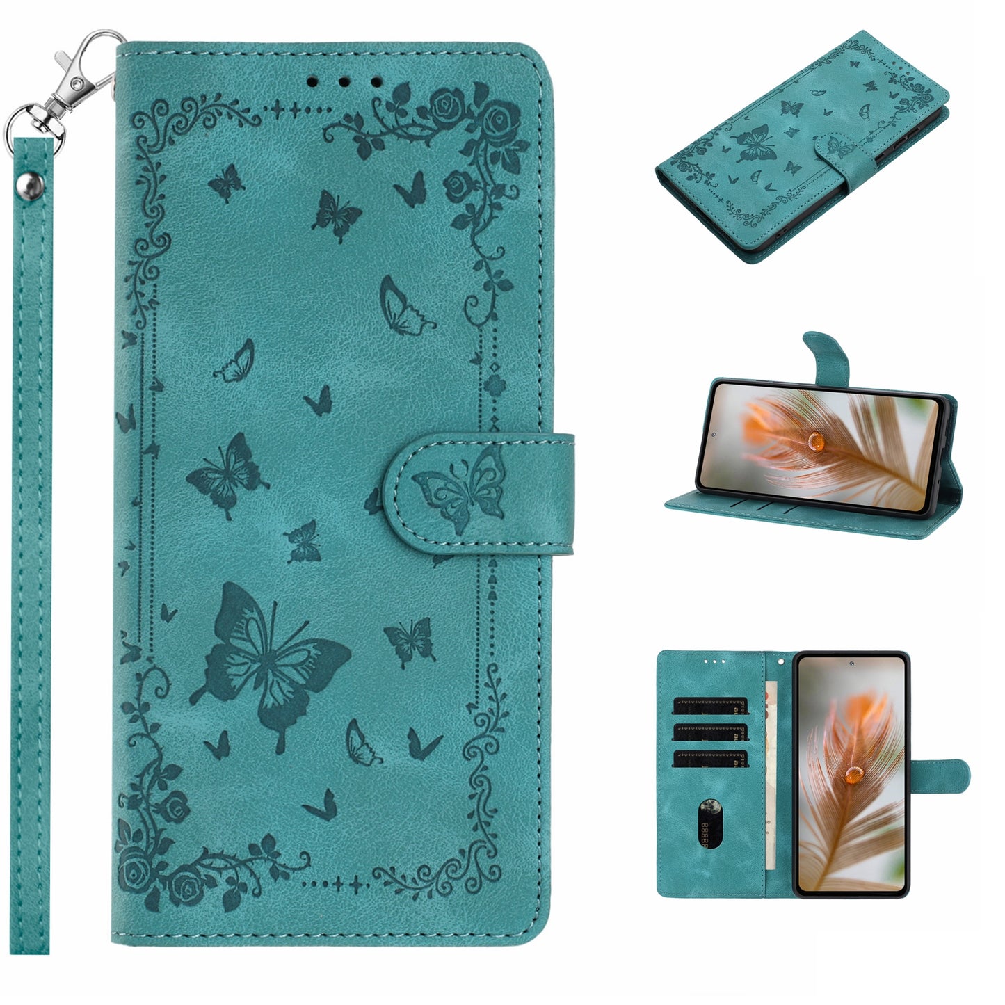 For Samsung Galaxy S25 Ultra Case Garden Imprinted PU Leather Wallet Phone Cover with Wrist Strap