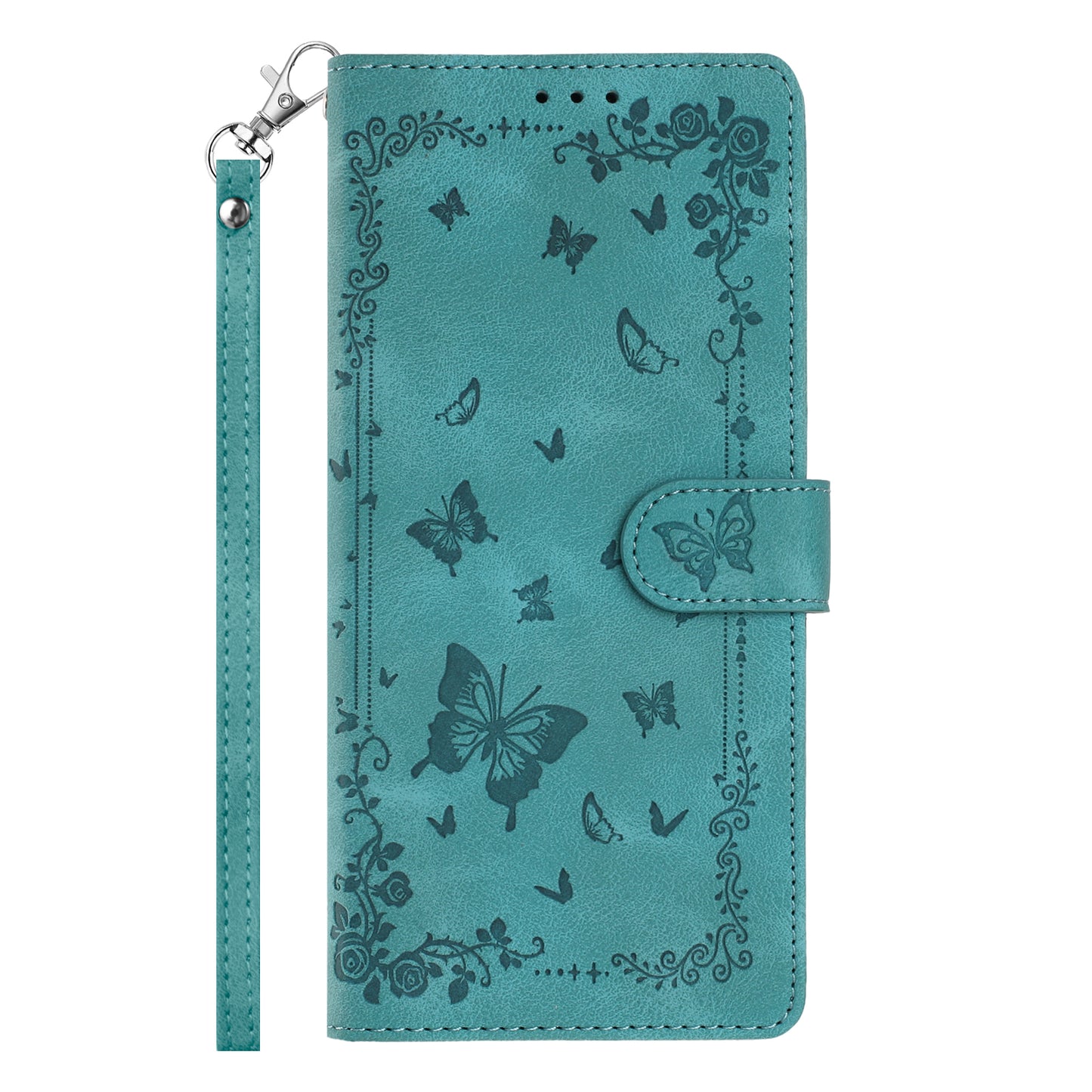 For Samsung Galaxy S25 Ultra Case Garden Imprinted PU Leather Wallet Phone Cover with Wrist Strap